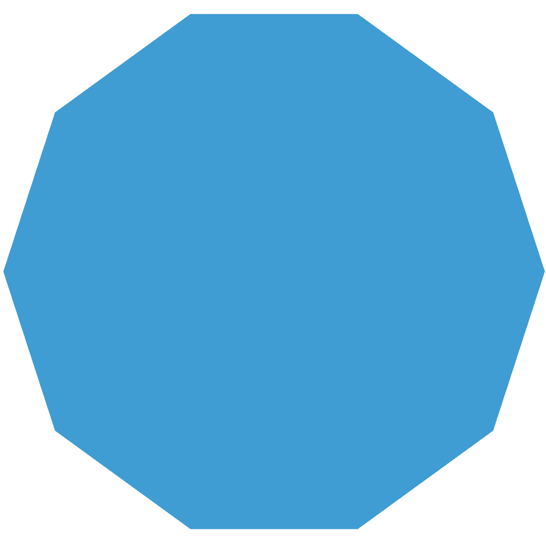 Blue Octagonal Shape on Transparent Background