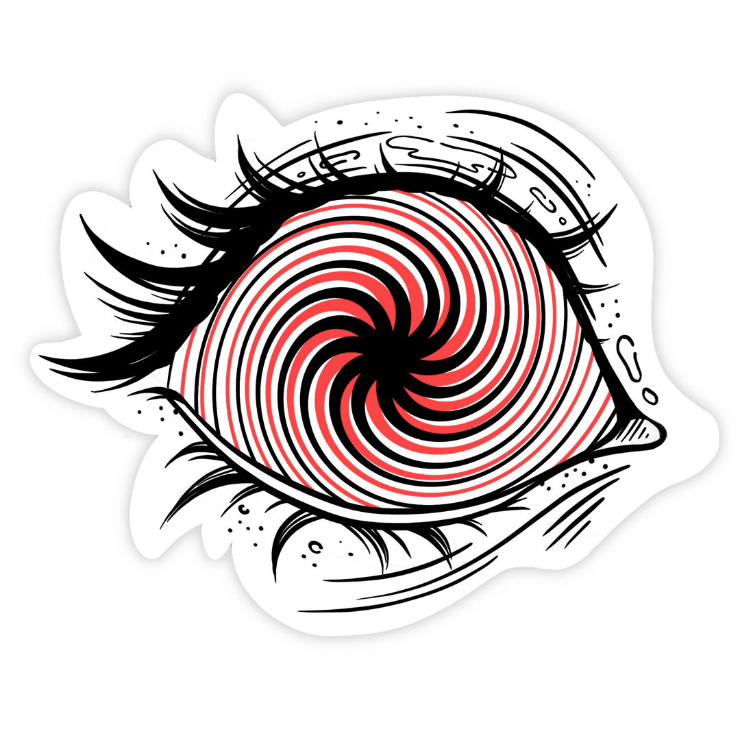 Hand-Drawn Eye Illustration with Hypnotic Spiral Iris on Transparent Background