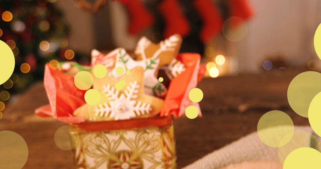 Festive Snowflake Cookies on Rustic Christmas Table
