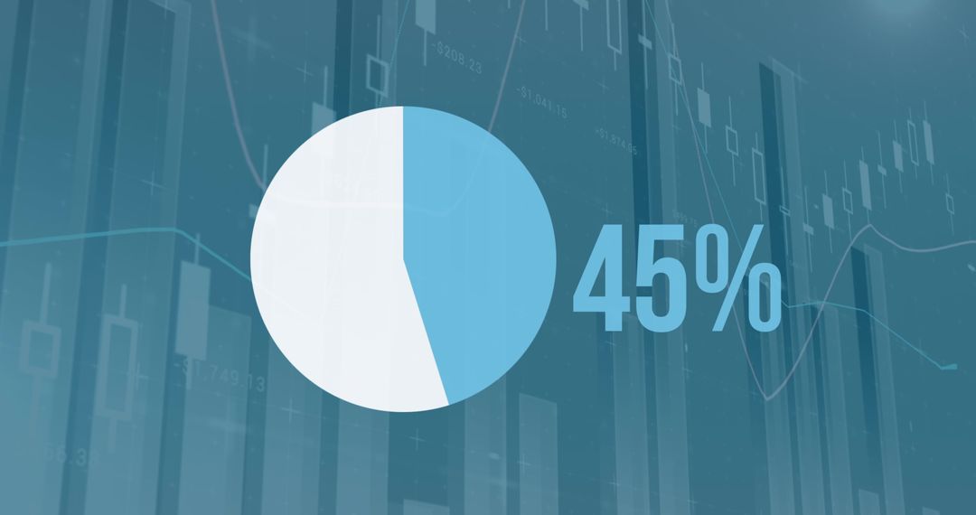 Rising 45% Pie Chart with Financial Graph Overlay