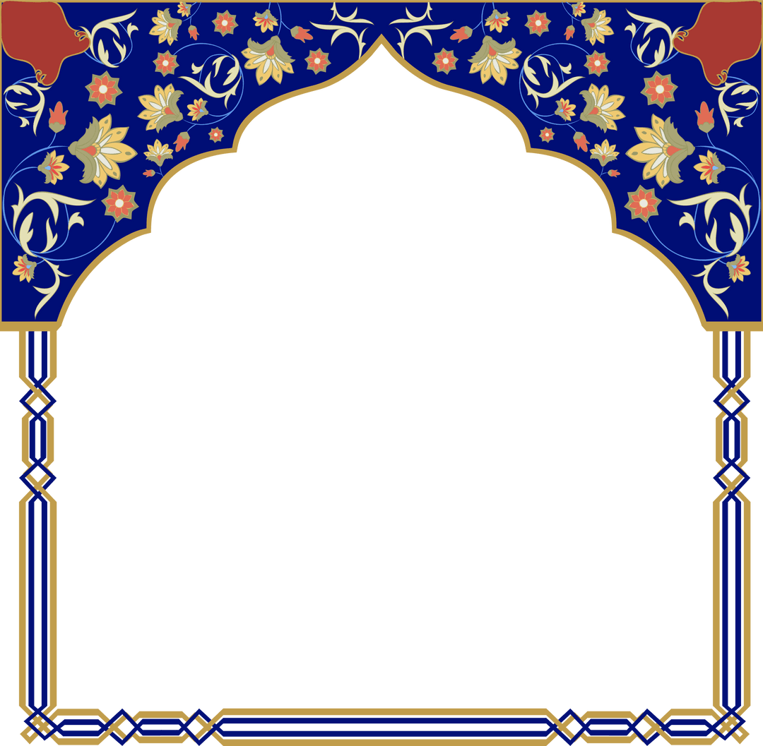 Ornate Horseshoe Arch Design on Transparent Backdrop