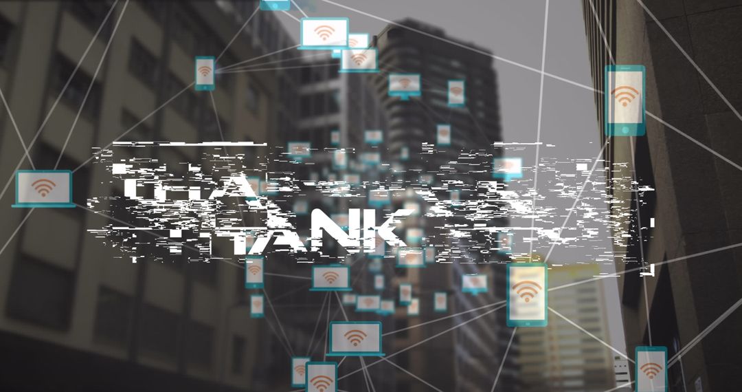 Digital Network and Growing Connections Over Cityscape