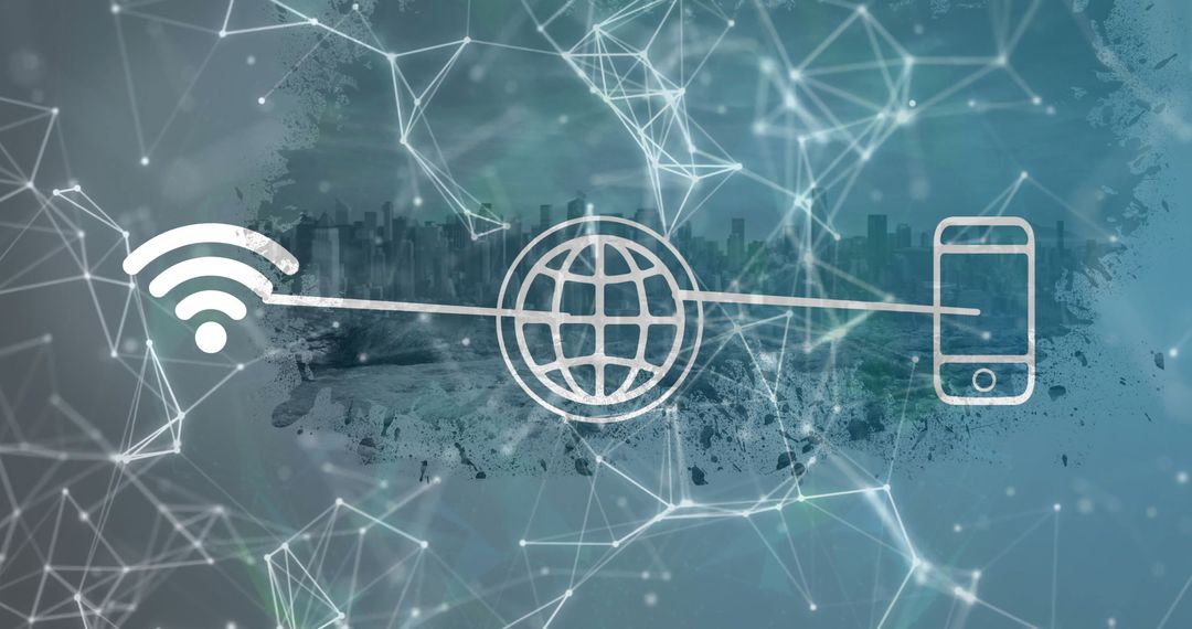 Digital Connectivity with WiFi Symbols on Urban Skyline