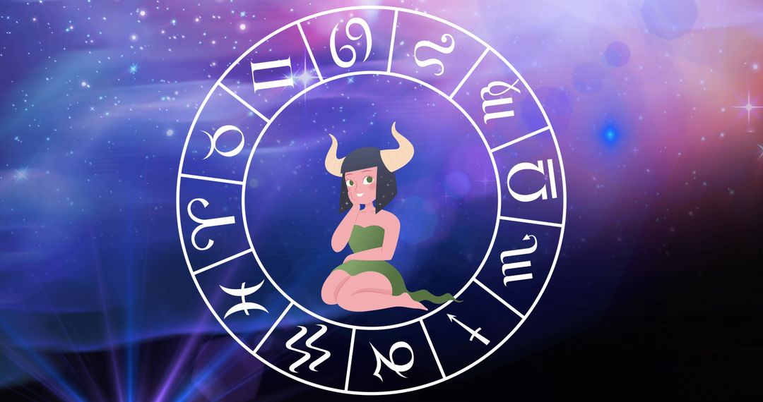 Astrology Wheel and Taurus Symbol with Starry Background - Free Images, Stock Photos and Pictures on Pikwizard.com