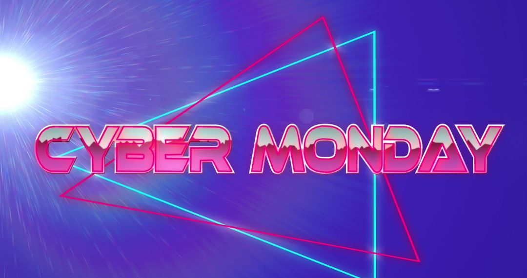 Modern Cyber Monday Neon Design with Geometric Shapes