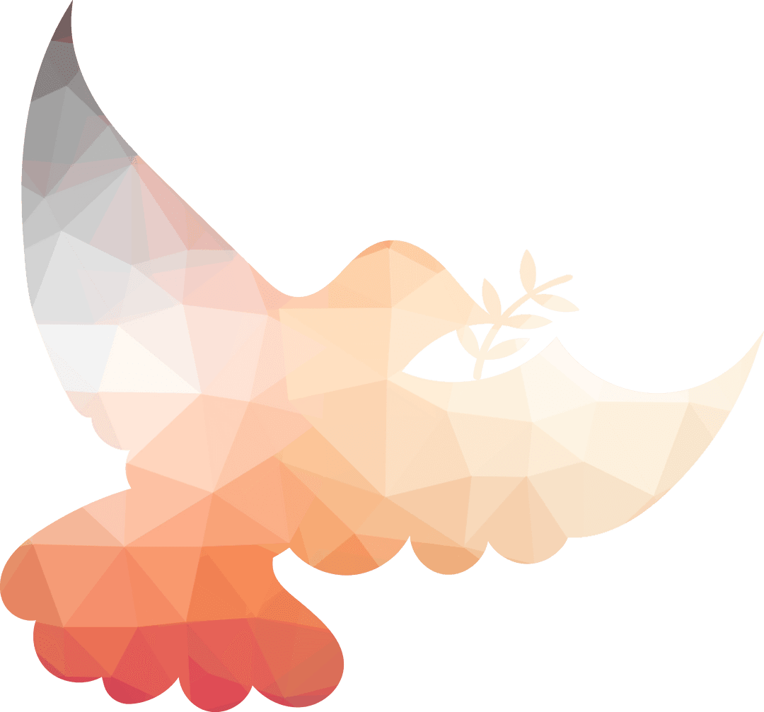 Transparent Polygonal Dove with Olive Branch Symbol