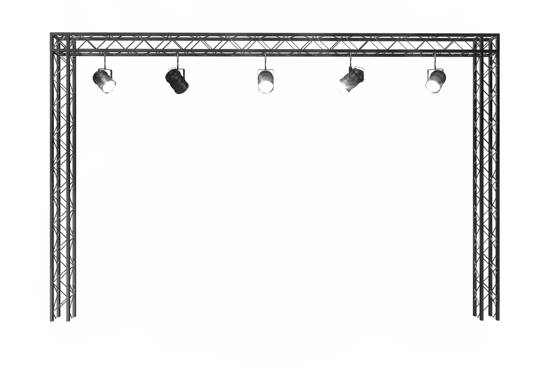 Transparent Stage Lighting Truss on White Background