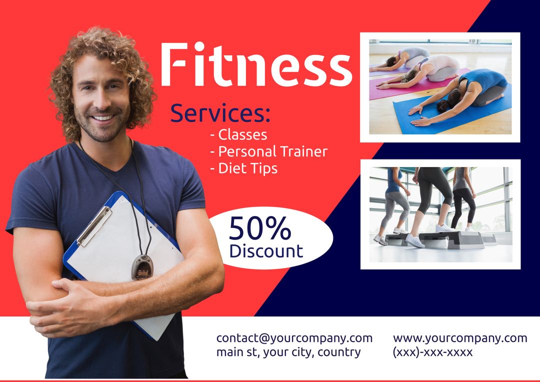 Modern Fitness Flyer with Personal Training and Yoga Classes Promotion - Download Free Stock Templates Pikwizard.com