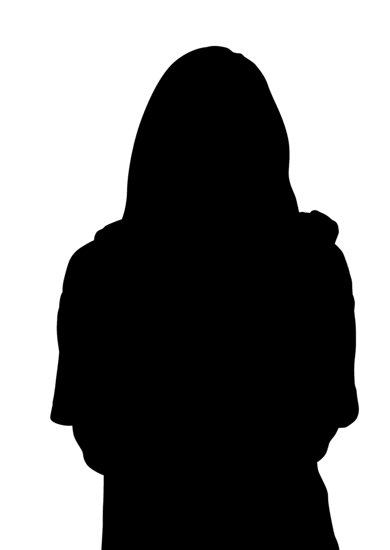 Girl Silhouette with Backpack on Transparent Background