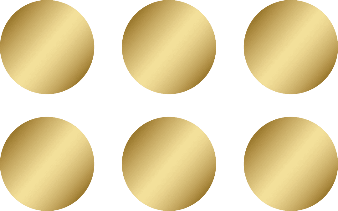 Set of Six Transparent Gold Circles on White Background