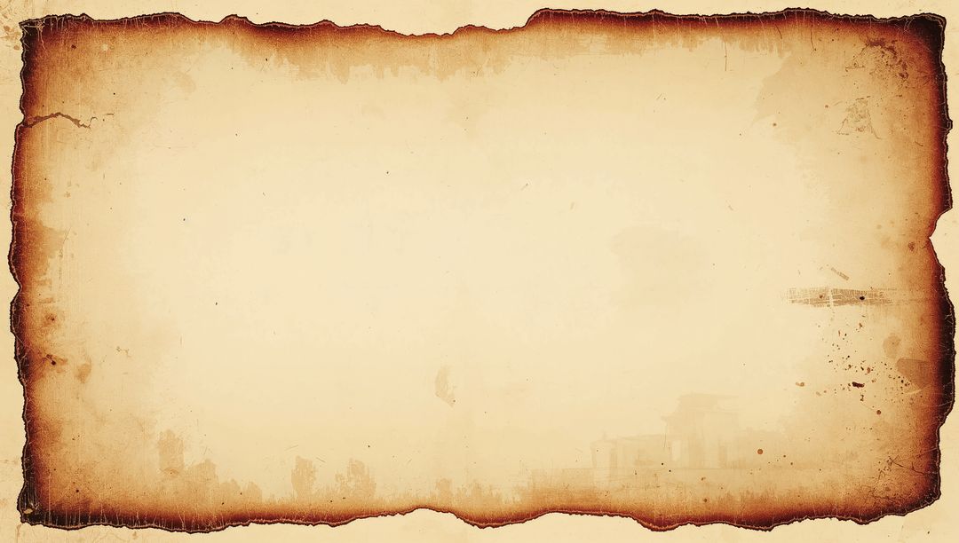 Vintage Burnt Parchment Background with Torn Charred Edges and Ink Smudges