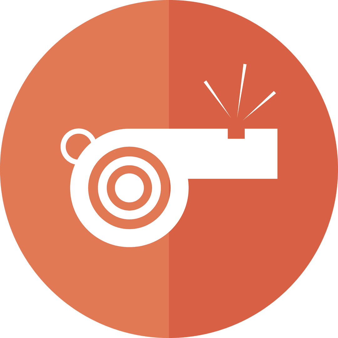 White Whistle Icon on Circular Transparent Background