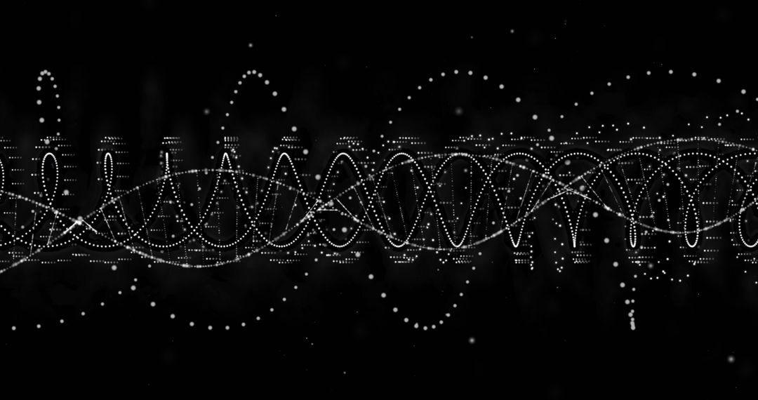 Monochrome Digital DNA Strand with Data Spiral Overlay