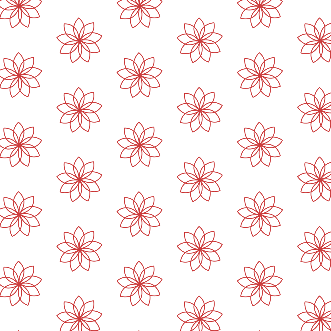 Red Floral Motif Pattern on Transparent Background