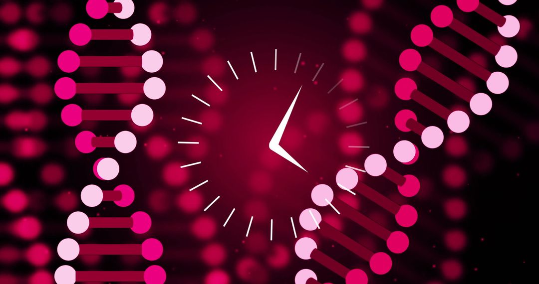 Digital Clock Overlapping DNA Strands in Futuristic Red Design