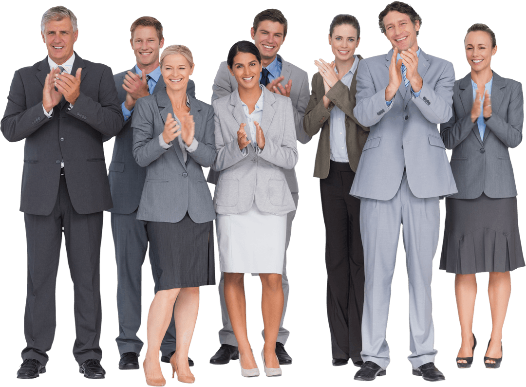 Transparent Smiling Business Team Applauding Together