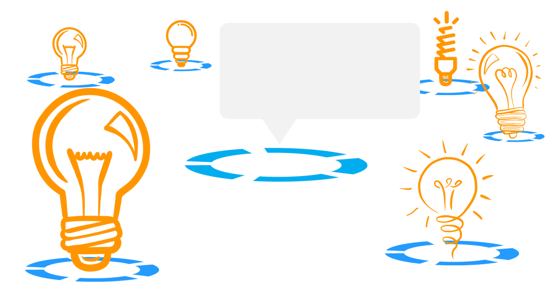 Innovative Lightbulb Icons with Speech Bubble on Transparent Background