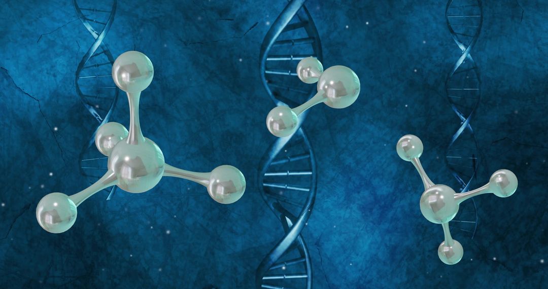 Floating Molecules and DNA Strands in Digital Biotech Background