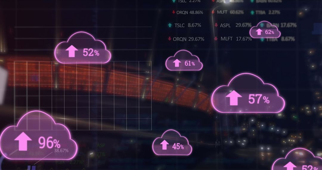 Digital Cloud Data Overlays on Futuristic Stadium Display