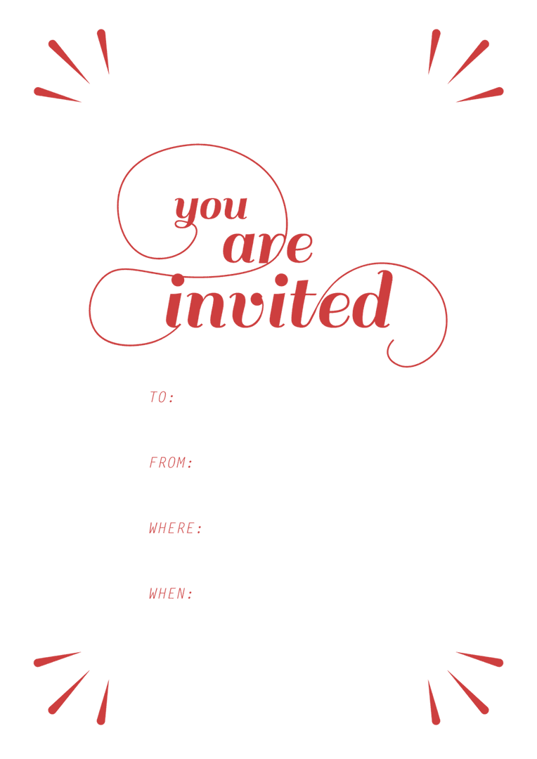 Elegant Red Invitation Card with Transparent Text Design