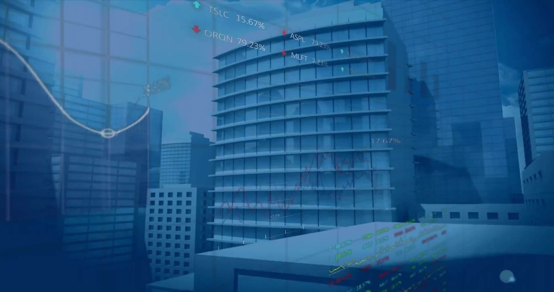 Digital Interface Projected Over Modern Cityscape