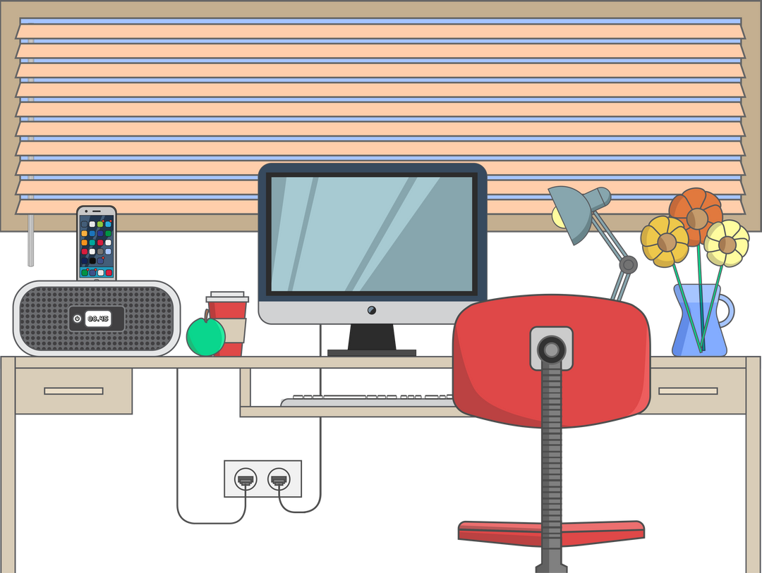 Transparent Vector Illustration of Organized Office Desk with Computer - Download Free Stock Images Pikwizard.com