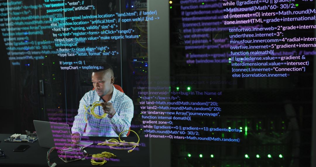 Data Engineer Analyzing Code in Advanced Server Room - Free Images, Stock Photos and Pictures on Pikwizard.com