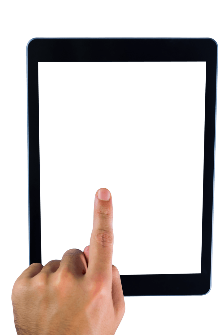 Hand Touching Tablet Screen Isolated Transparent Background