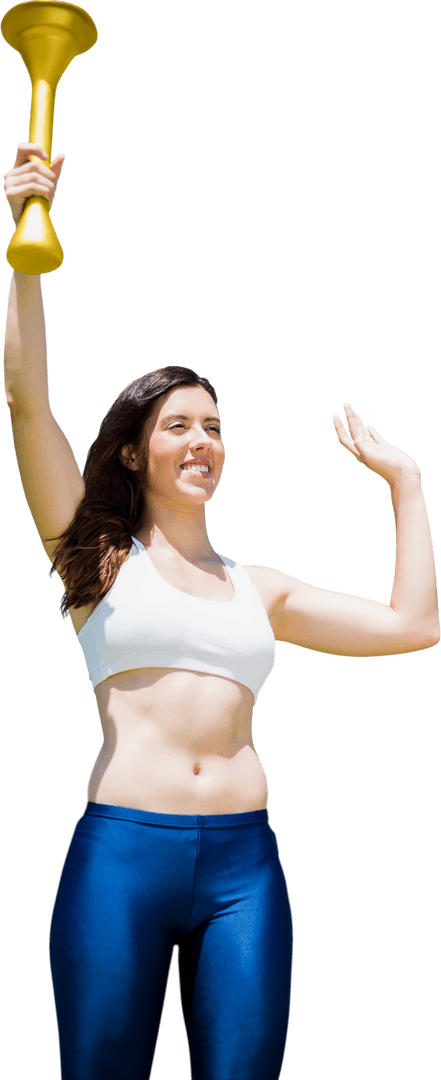 Sportswoman Holding Olympic Torch on Transparent Background