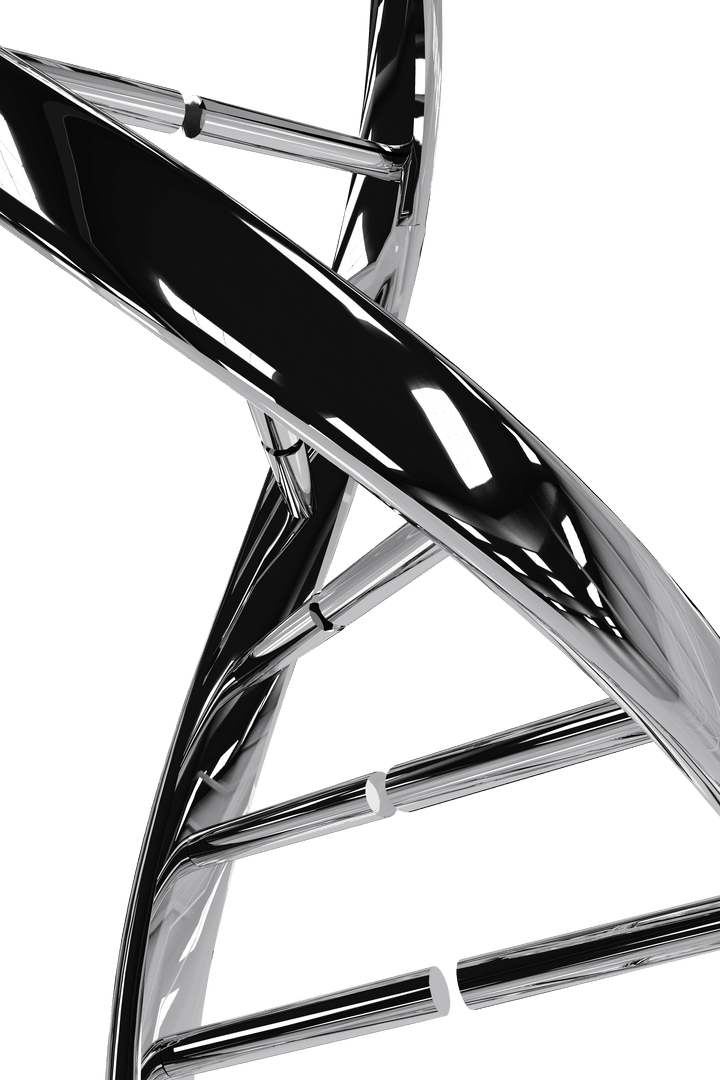 Transparent Metallic DNA Structure on White Background