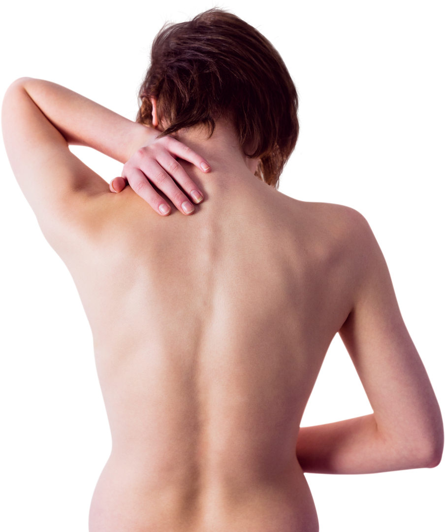 Transparent Back View Woman Holding Neck Injury - Download Free Stock Images Pikwizard.com