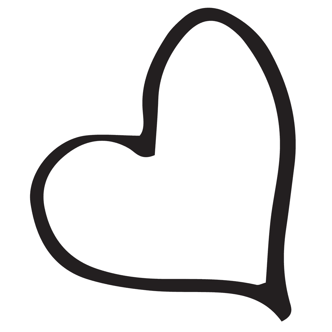 Hand Drawn Black Heart Shape on Transparent Background