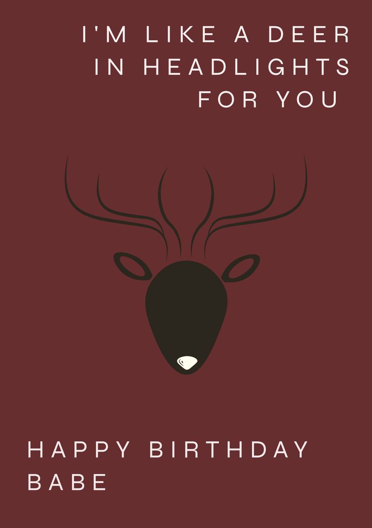 Deer Silhouette Birthday Card with Romantic Birthday Wishes - Download Free Stock Templates Pikwizard.com