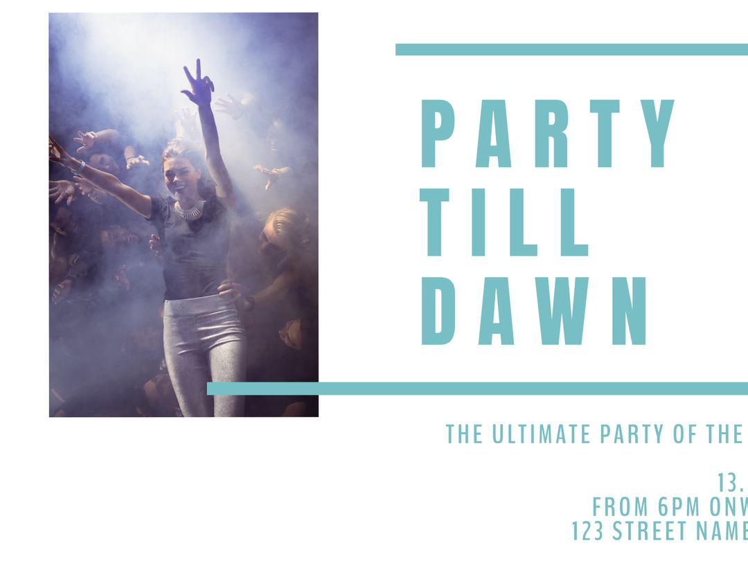 Lively Nightlife Celebration with Energetic Crowd Amidst Lights