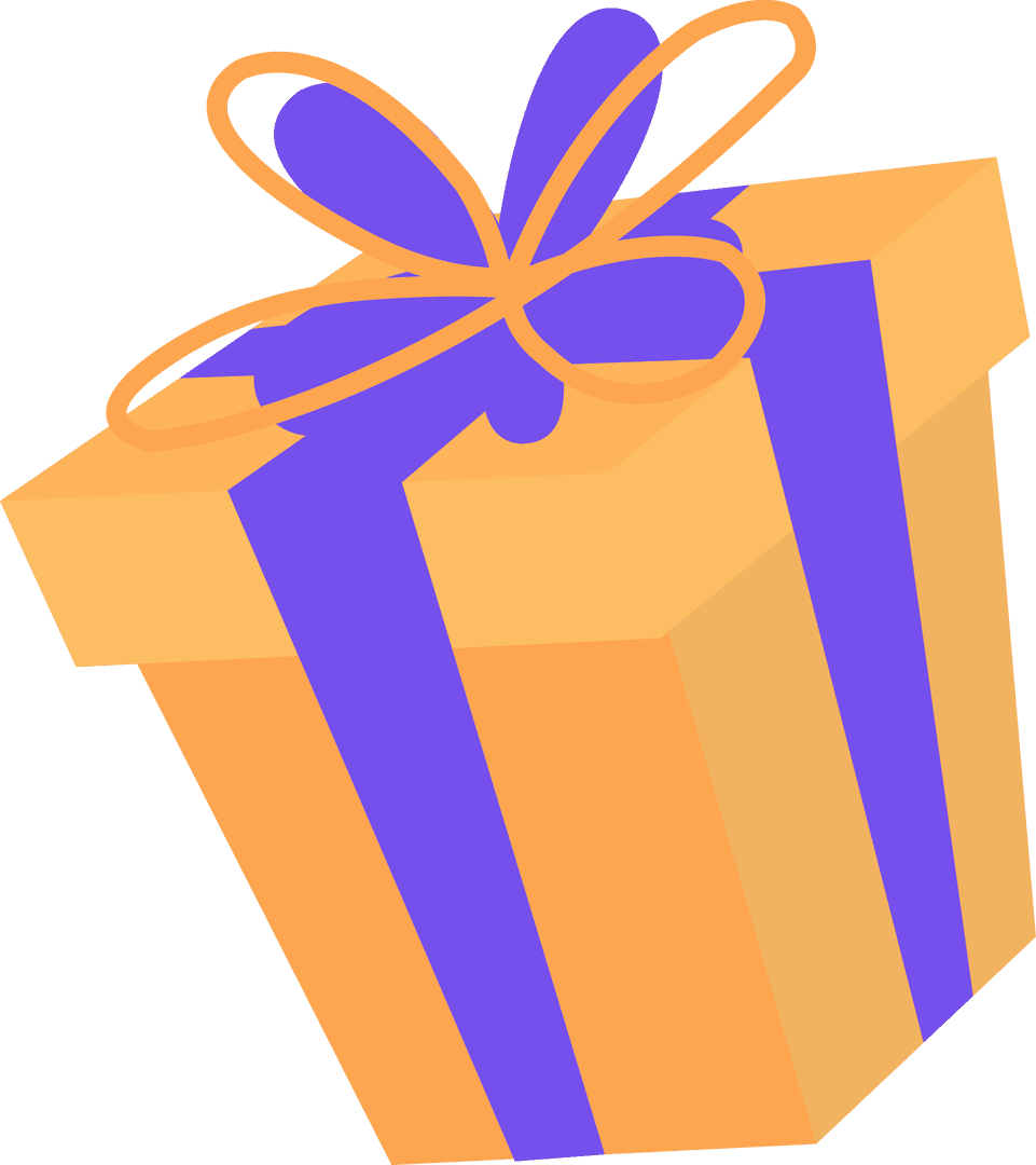 Transparent Gift Box with Violet Ribbon on Colorful Bow