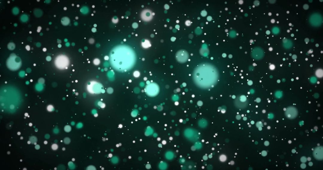 Glowing Green and White Bokeh Lights on Dark Background