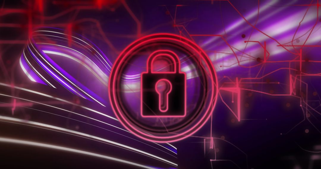 Digital Cybersecurity Concept with Glowing Lock Icon