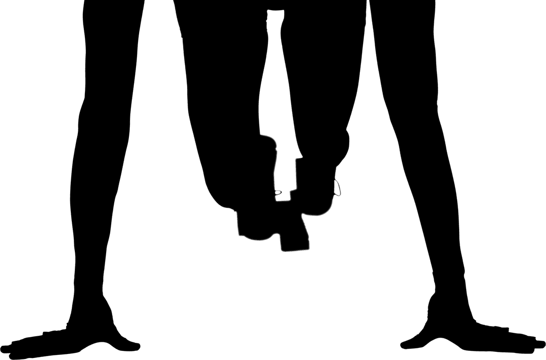 Silhouette of Female Runner in Starting Blocks on Transparent Background