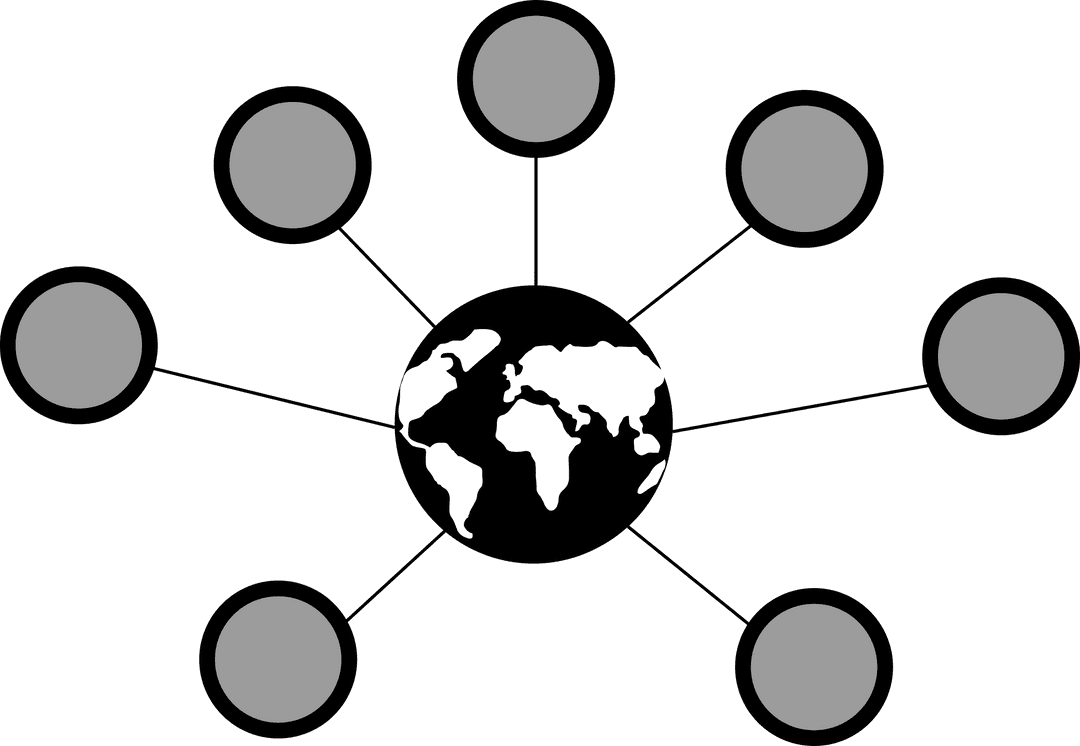 Digital Network Connection Circles on Transparent Background