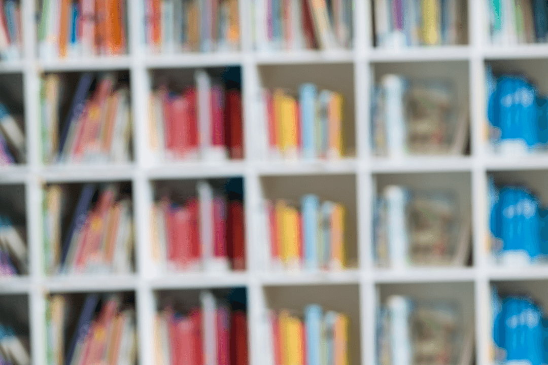Transparent Are Books Blurred on School Library Shelf