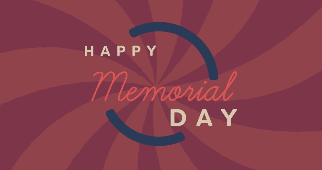 Happy Memorial Day Text on Spiral Red Background