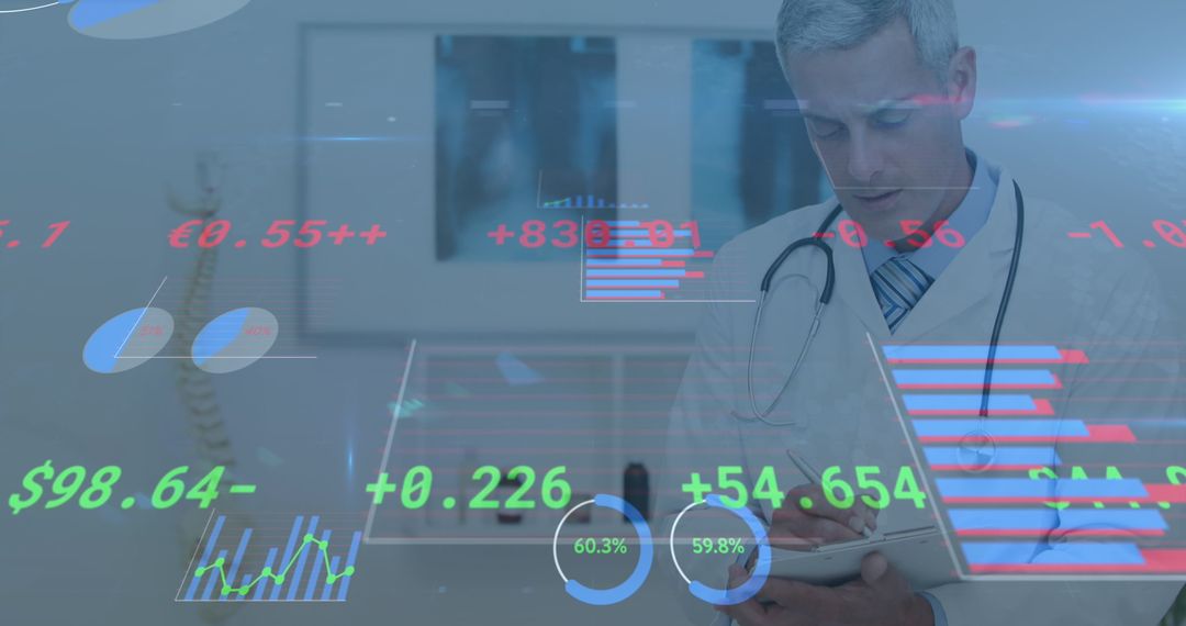 Doctor Analyzing Global Data with Financial Indicators