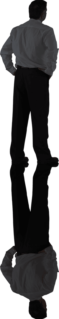 Caucasian Businessman Standing with Reflection on Transparent Background