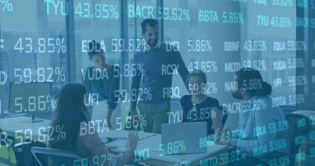 Business People Analyzing Digital Financial Data in Office