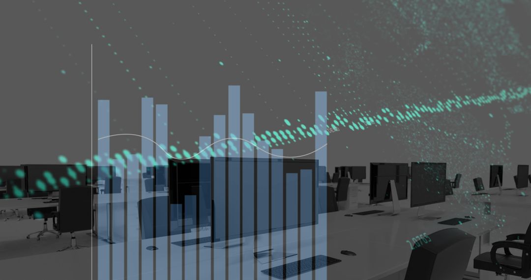 Digital Charts with Graph Overlay in Modern Empty Office