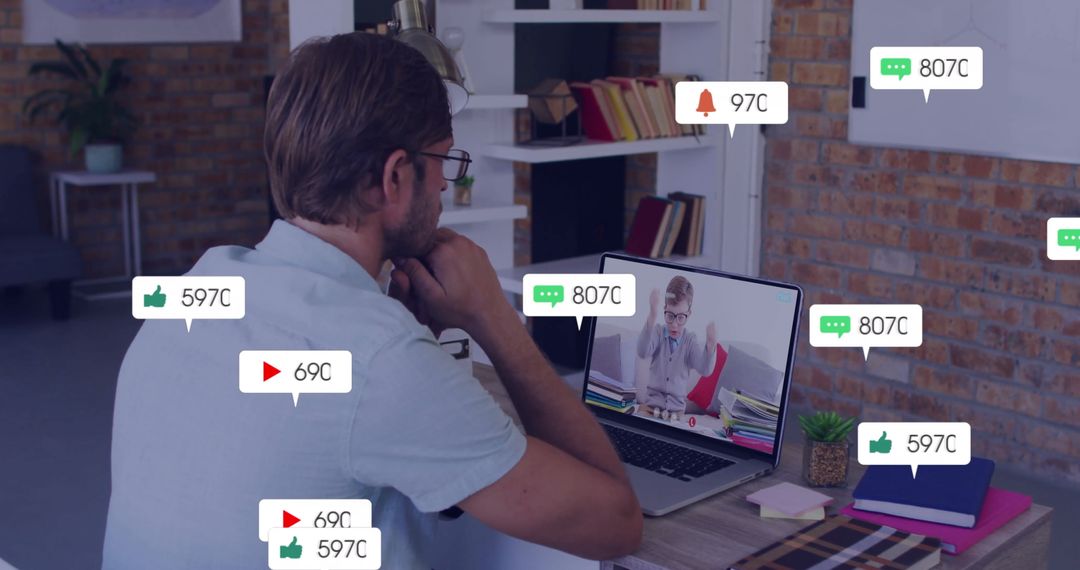 Remote Tutor Conducting Online Session from Home Office