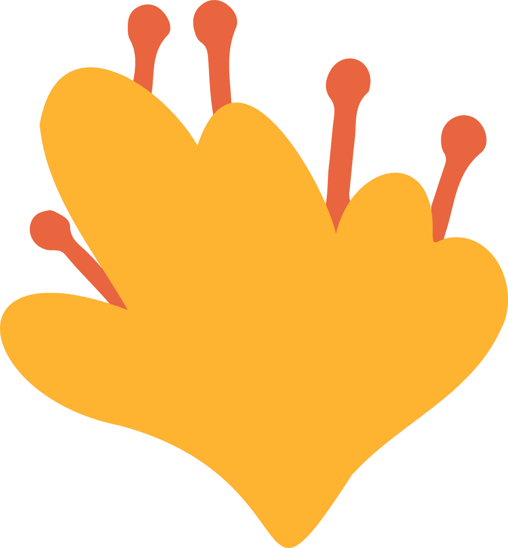 Yellow Abstract Shape with Orange Rods on Transparent Background