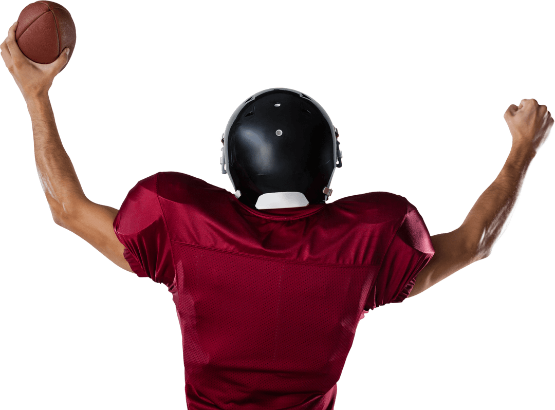 American Football Player Holding Ball Back View Transparent PNG