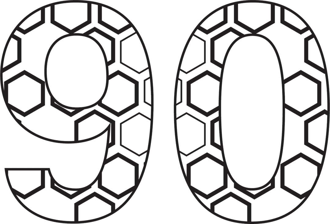Black Geometric Number 90 on Transparent Background for Celebrations