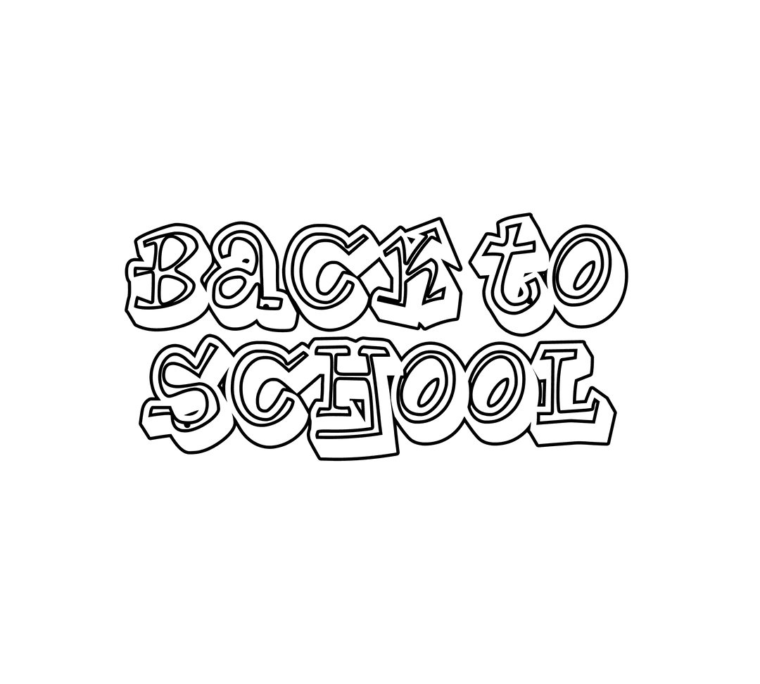 Back to School Text Outline on Transparent Background